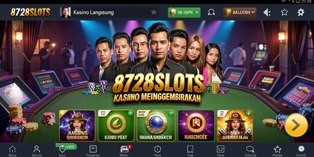 Tampilan gameplay seru di 8728SLOTS dengan dealer langsung.