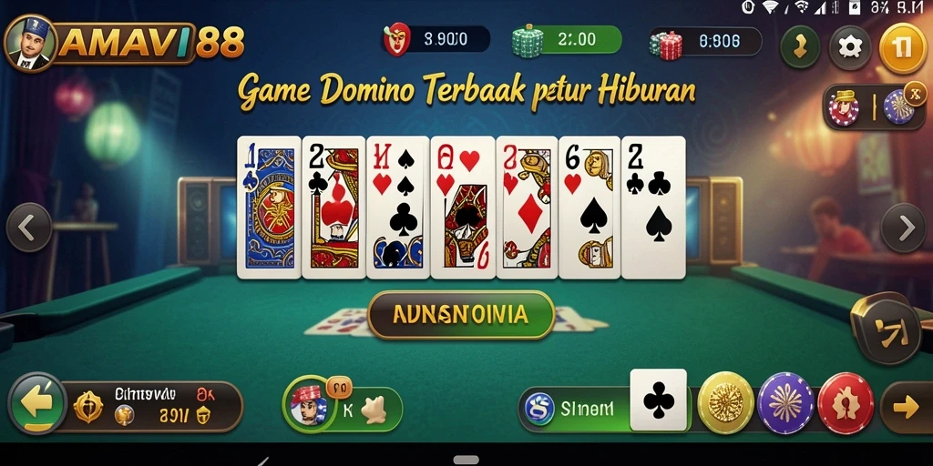 Tampilan gameplay seru AMAVI88 dengan aksi Domino menegangkan.