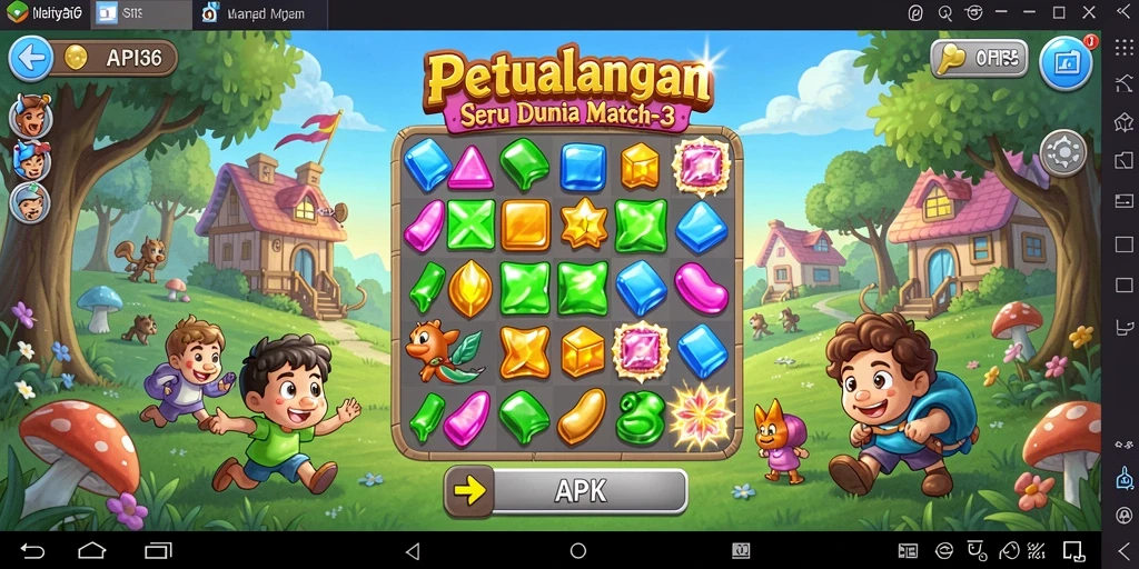 Tangkapan layar gameplay API36 yang menampilkan aksi seru dalam mencocokkan item.