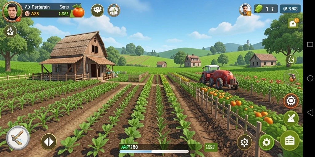 Tampilan gameplay menawan dari API88 dengan kebun yang subur.