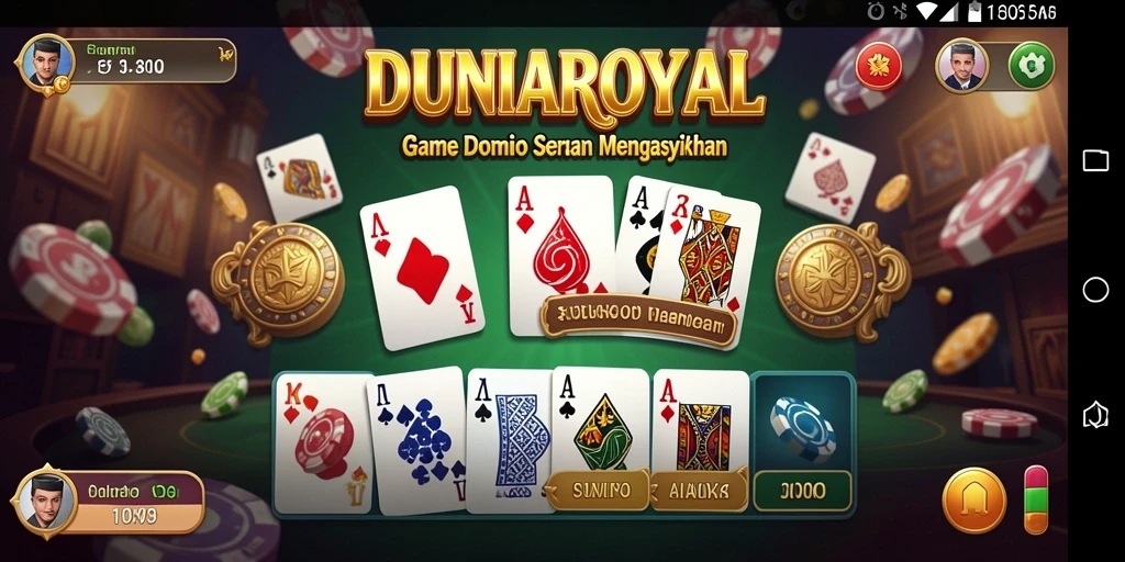 Tampilan menarik dari gameplay DUNIAROYAL saat bermain Domino.