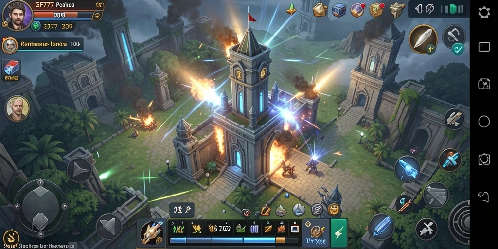 Tampilan strategis dalam gameplay Tower Defense yang mendebarkan.
