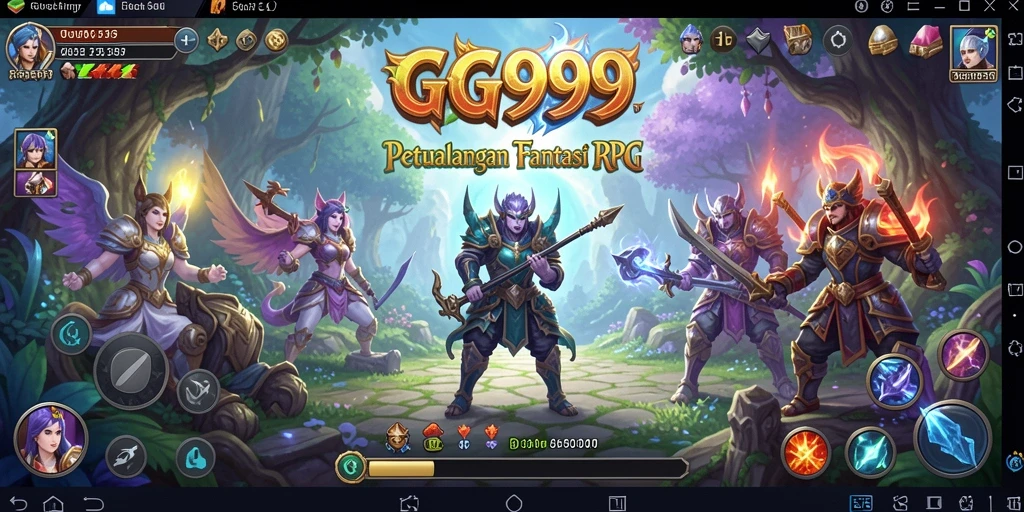 Tampilan gameplay GG999 dengan karakter dan pertarungan RPG yang mendebarkan.