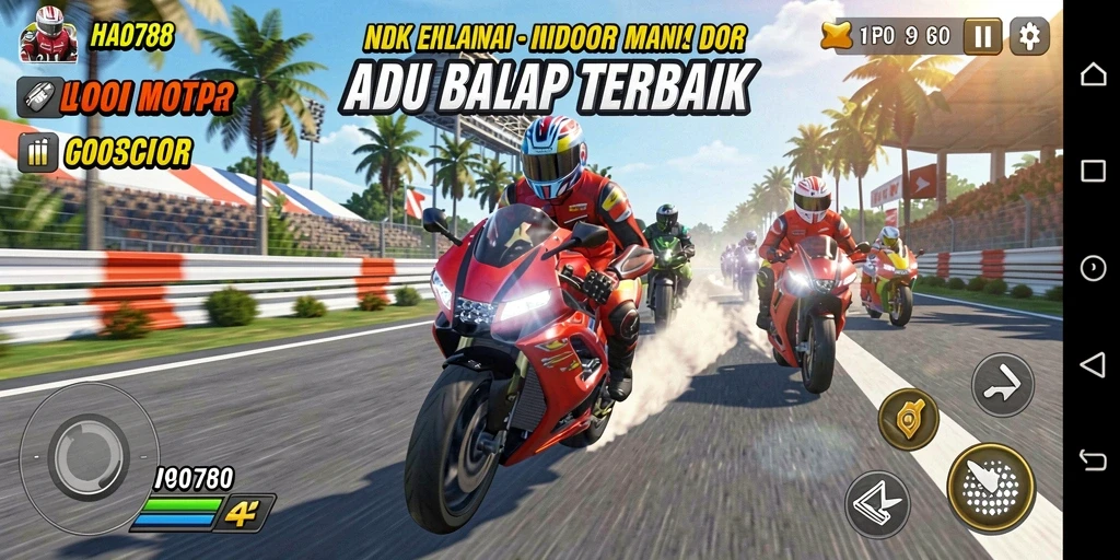 Gameplay menegangkan di HAO788 dengan motor balap cepat.
