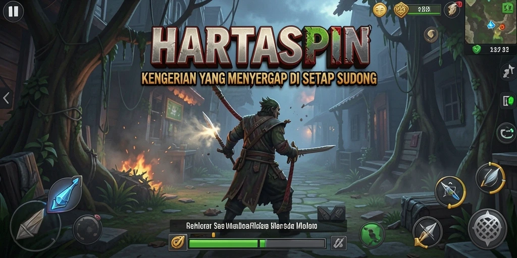 Tangkapan layar HARTASPIN menampilkan momen mencekam dalam gameplay.