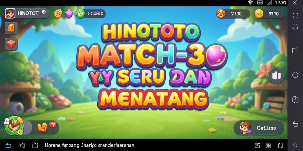 Gameplay HINOTOTO yang menampilkan kombinasi objek berwarna-warni.