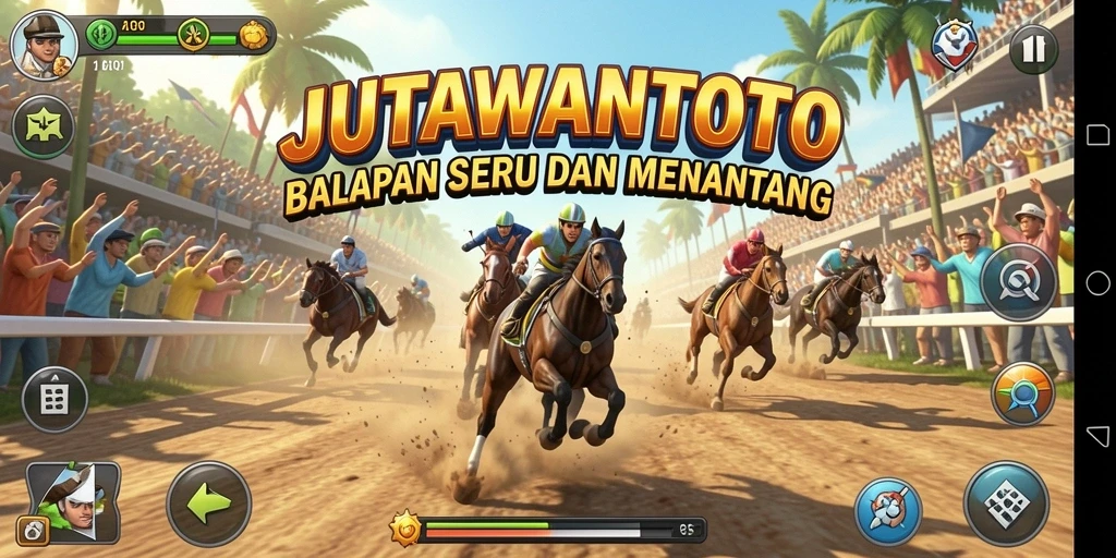 Screenshot utama JUTAWANTOTO menampilkan aksi balapan cepat dan menantang.