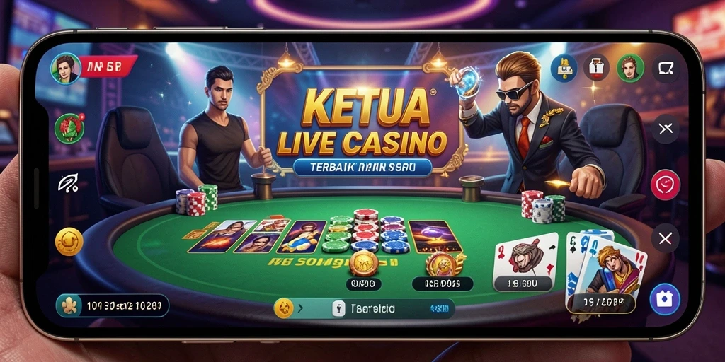 Tampilan menarik dari gameplay KETUA dalam suasana Live Casino.