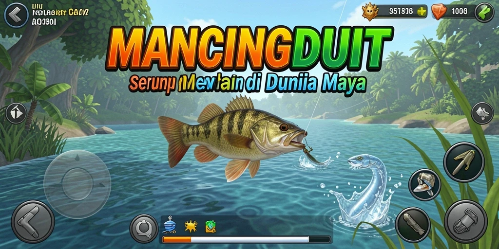 Tampilan gameplay seru dari MANCINGDUIT dengan berbagai ikan warna-warni.