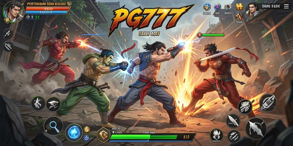 Tampilan seru dari gameplay PG777 saat bertarung.