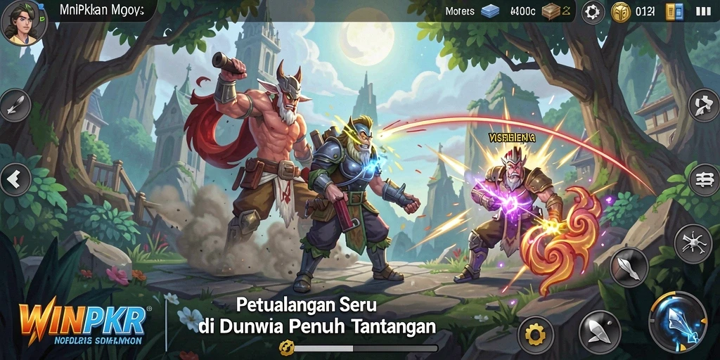 Screenshot gameplay WINPKR yang menunjukkan aksi petualangan yang mendebarkan.