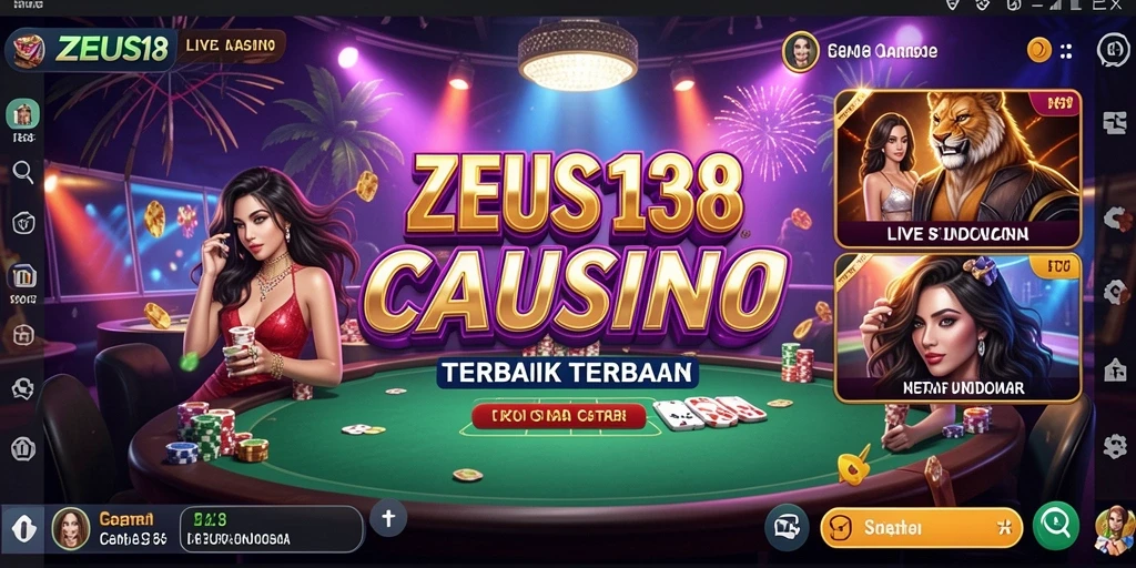 Screenshot gameplay Live Casino ZEUS138 yang menampilkan dealer profesional.